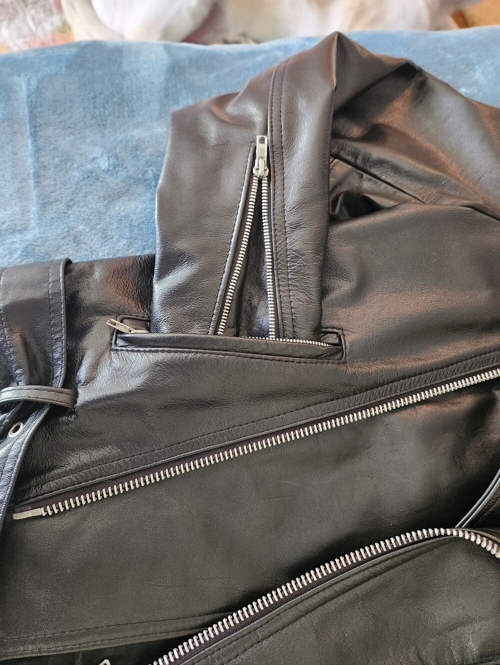 Men's Black BRANDO Leather Biker Jacket CANADIAN MADE - Picture 5 of 9